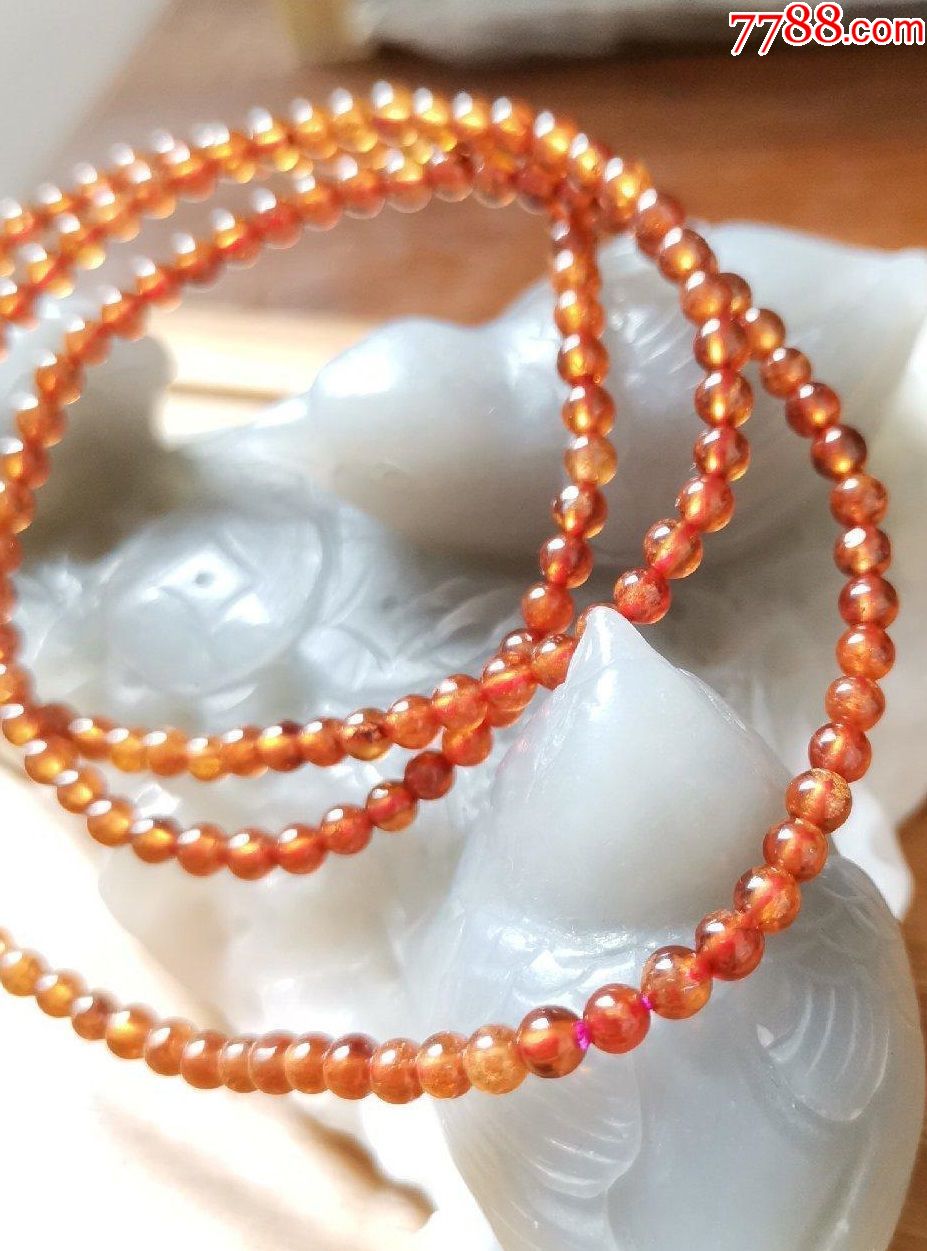 顶级橙色石榴石芬达石手串项链13.6克