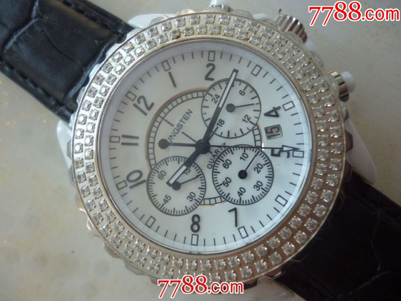 日本制造陶瓷外壳白陶瓷盘夜光多针日历【tungsten】男士计时