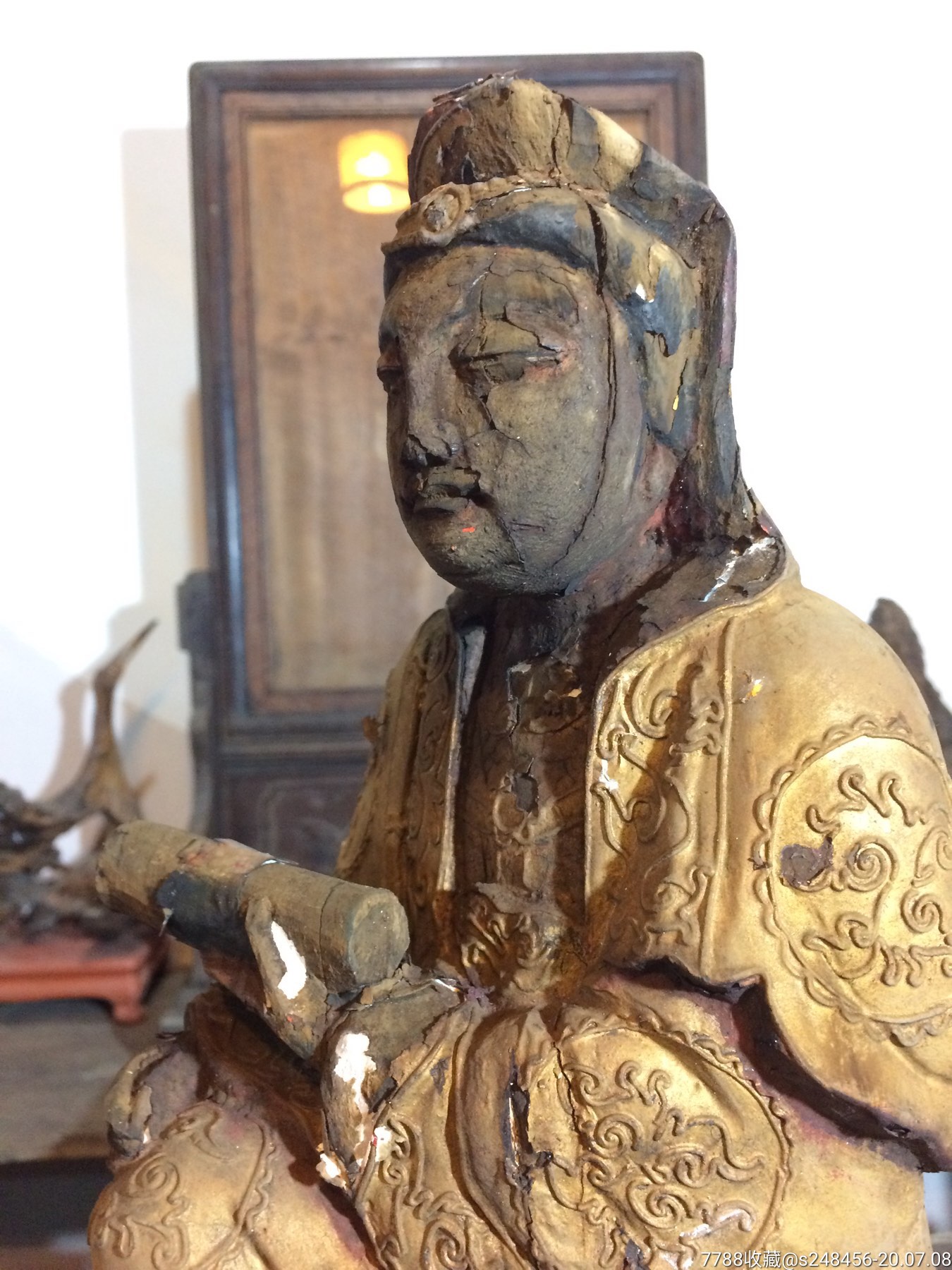 老木雕神像造像佛像古玩清代文房摆设雕件摆件木器纯手工雕塑观音