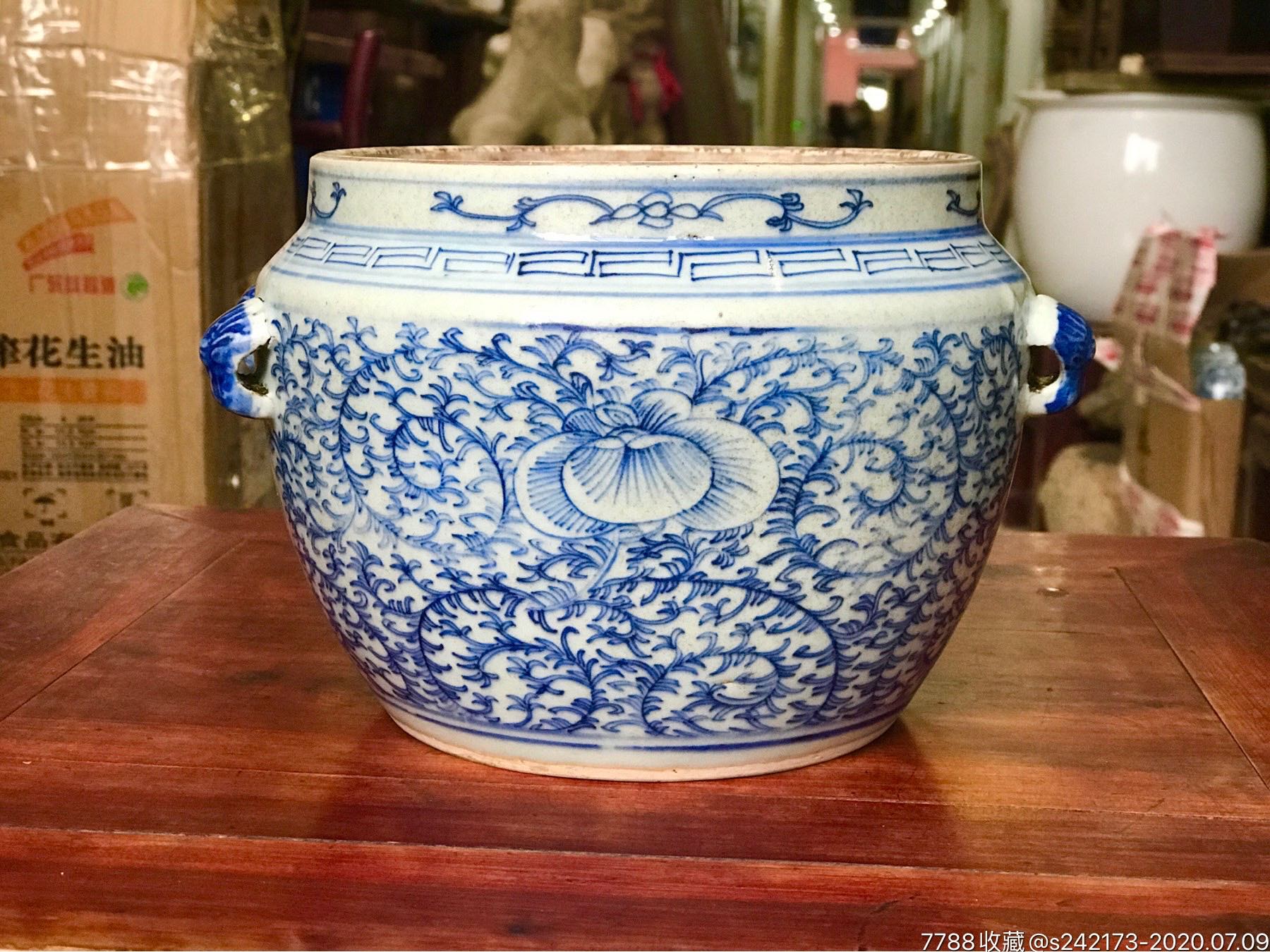 青花缠枝莲粥罐