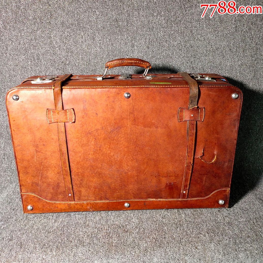 国产老式大号旧皮箱老提箱行李箱怀旧老物件收藏摆件店面装饰道具