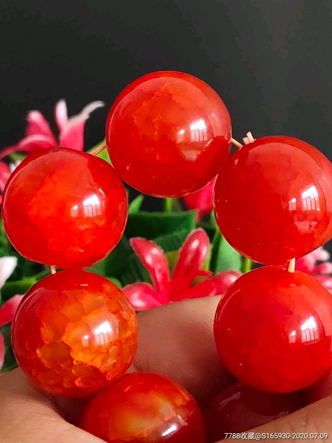 天然南红冰裂龙纹玛瑙手串2.0大珠招财旺运辟邪佛家至宝