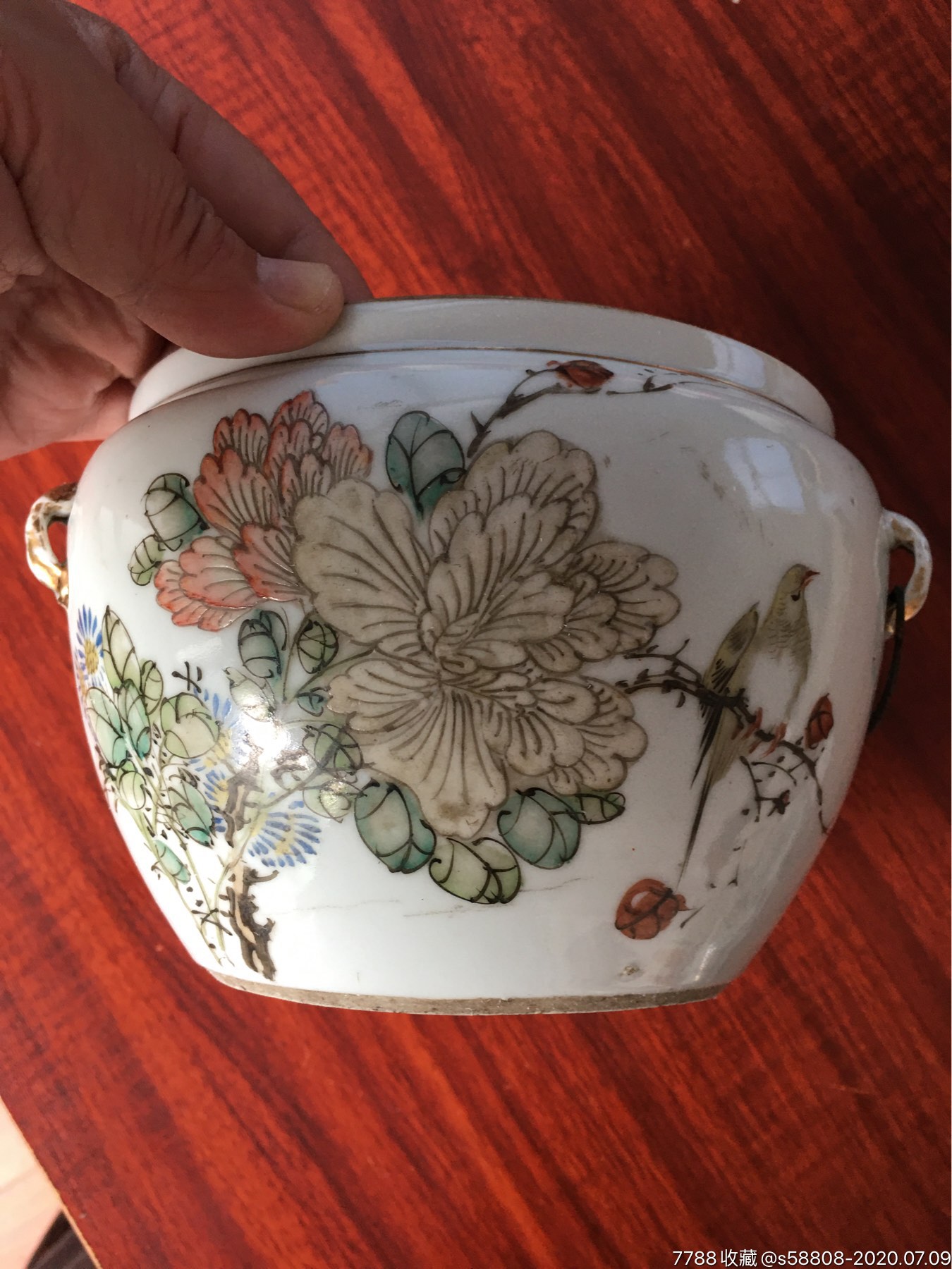 清代罗宿氏花鸟粥罐