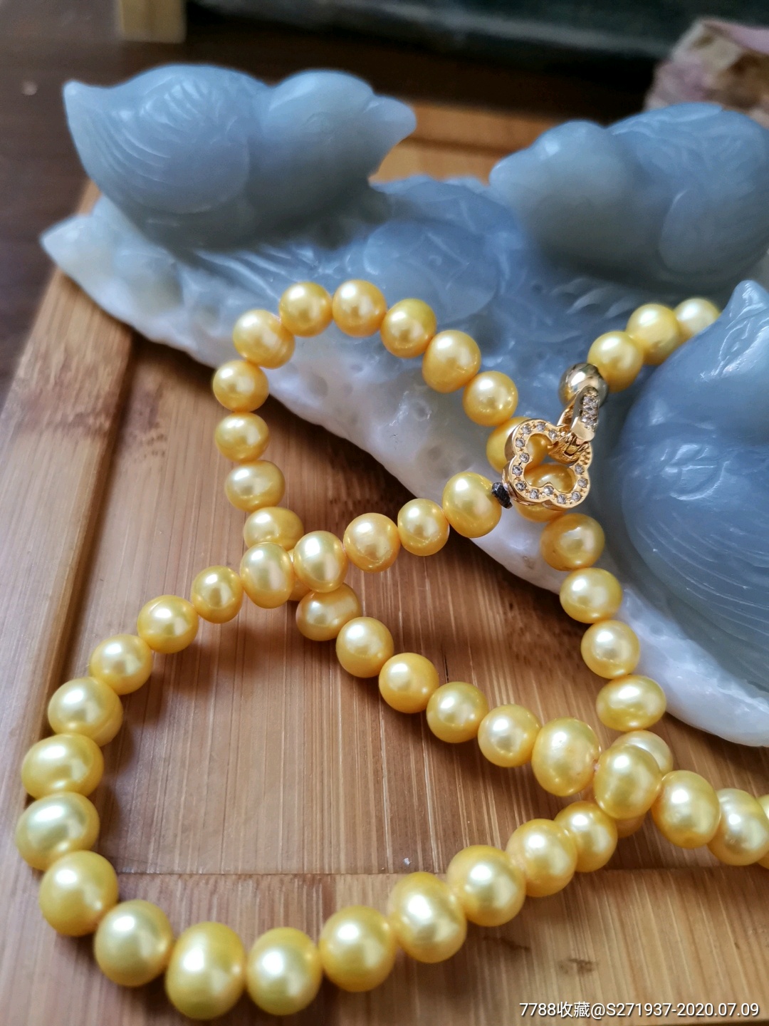 正宗澳洲天然海水珍珠金黄色项链