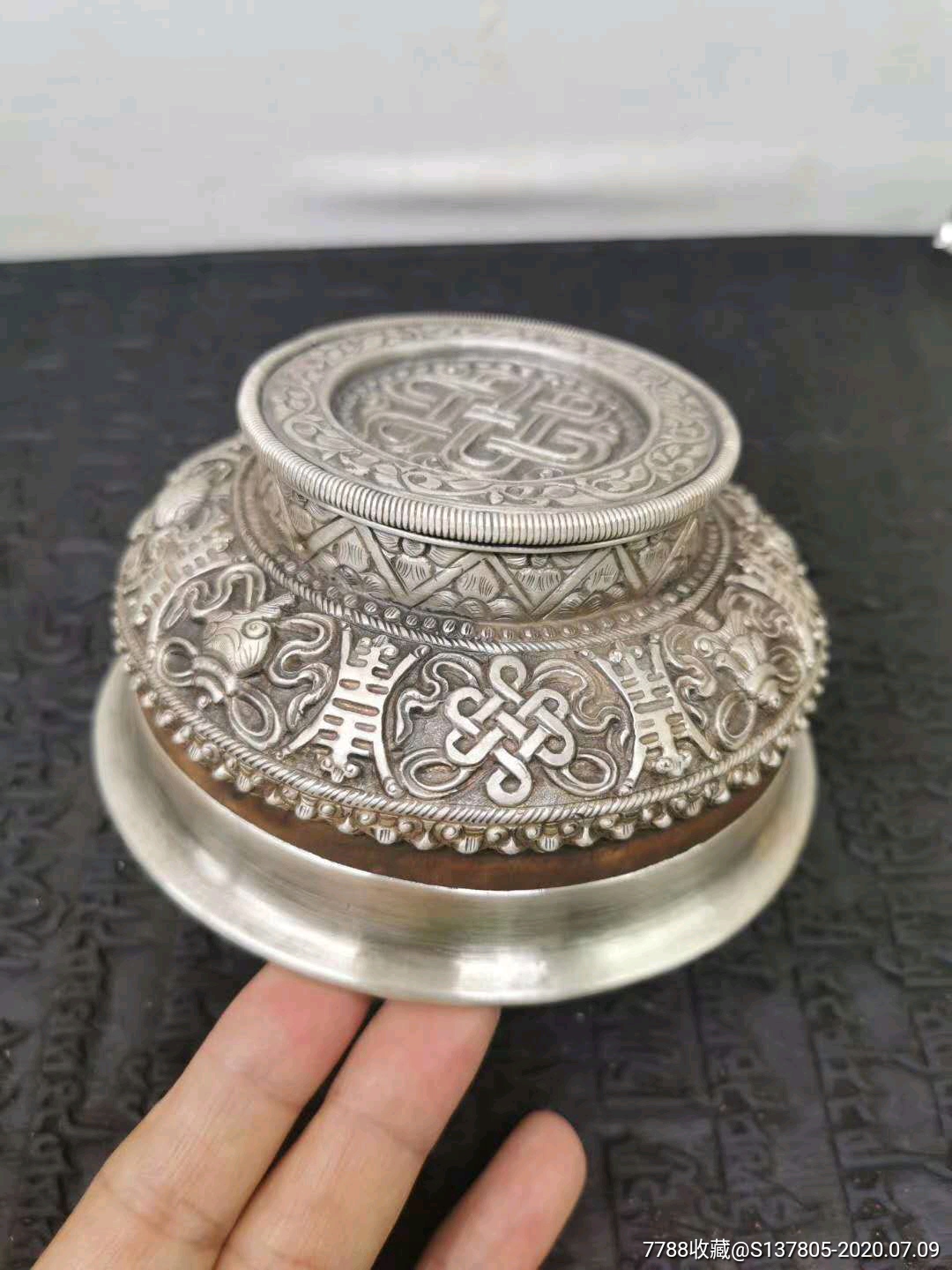 寿字银碗老银碗银包木碗中国结银碗纯银雕刻碗