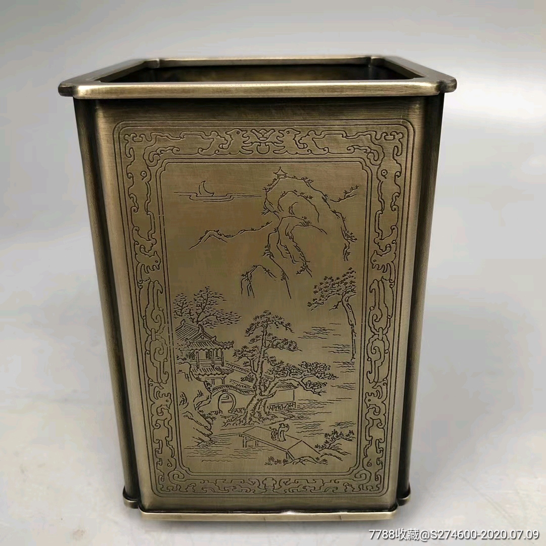 吐血价598包邮纯白铜手工刻画笔筒,讲价不卖,喜欢下单,手慢无货