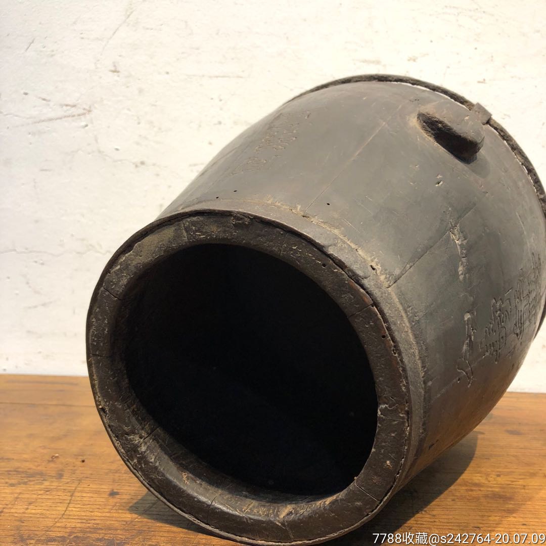 清代楠木官用带字圆形米斗米斗是称量粮食的用具是古代官仓米行的必备