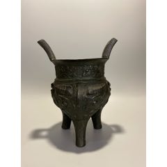 清代双龙耳狮子钮铜熏香炉-铜炉-7788红宝书