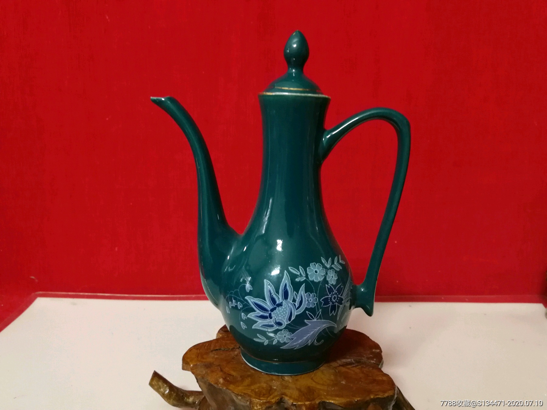 宣化二瓷绿釉小酒壶酒器酒具收藏古董老瓷器