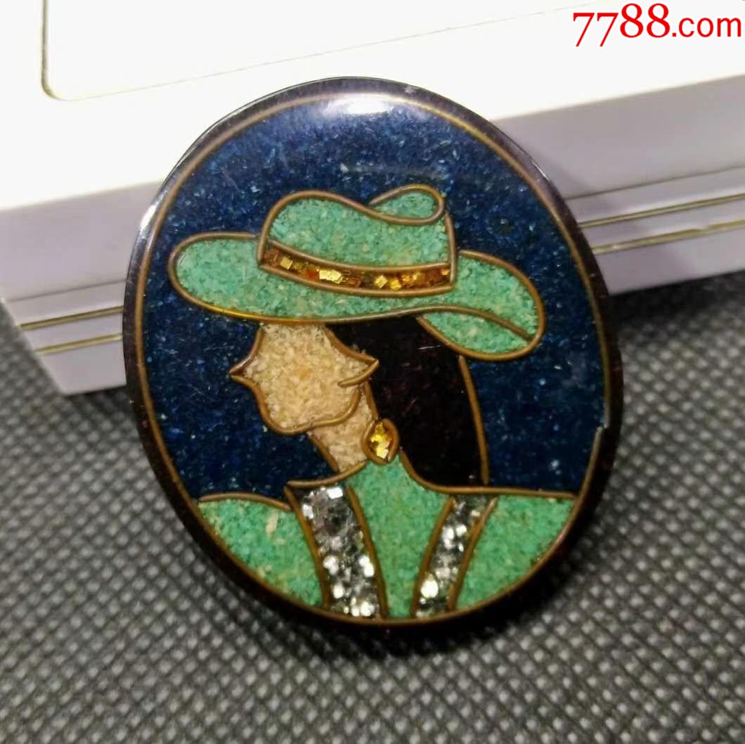 海外淘铜丝立线人物胸针首饰饰品收藏