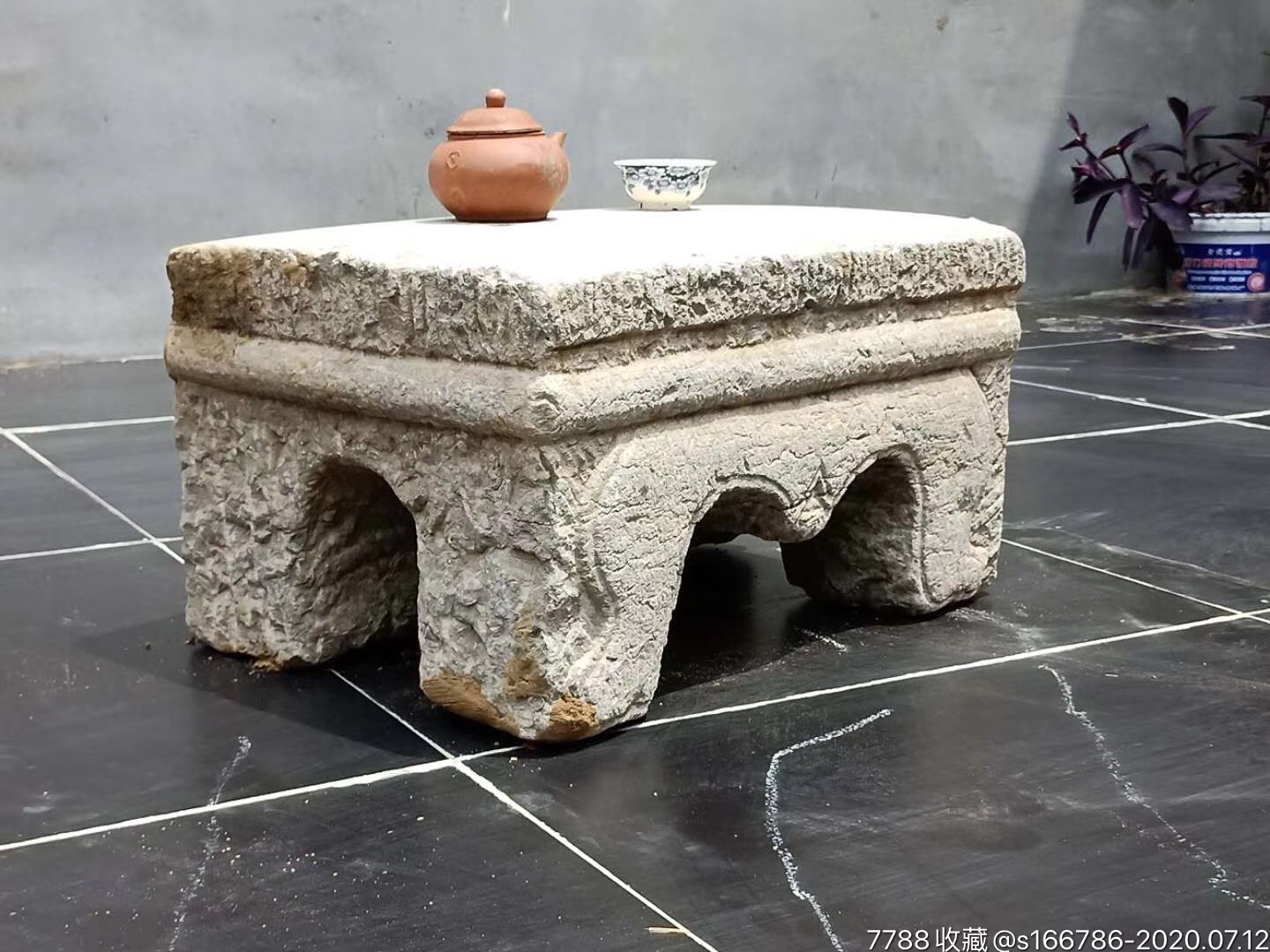 明代包老弯腿小石桌茶台皮壳老辣包浆浑厚造型漂亮源头尺寸