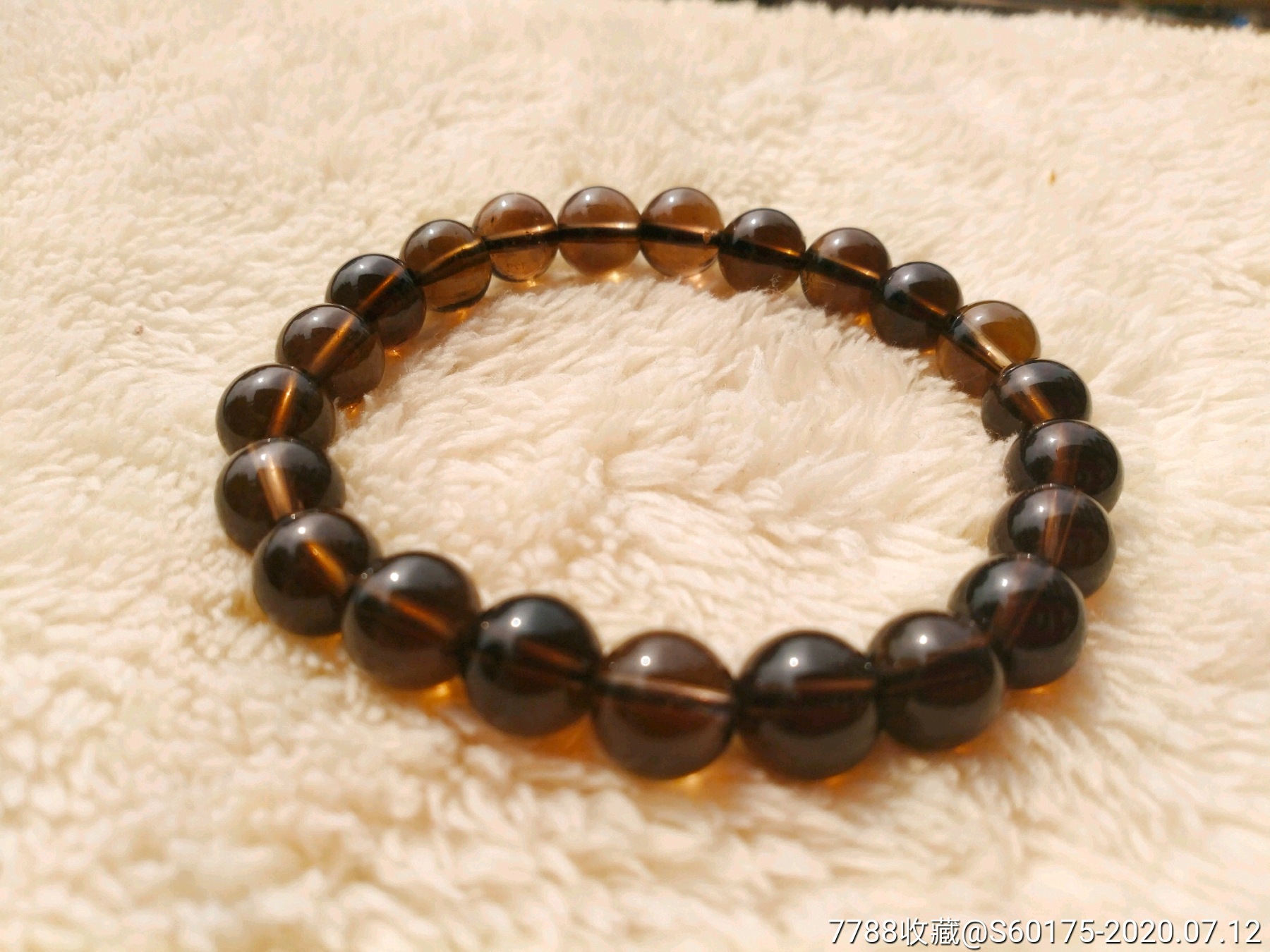 天然茶水晶8mm佛珠手串