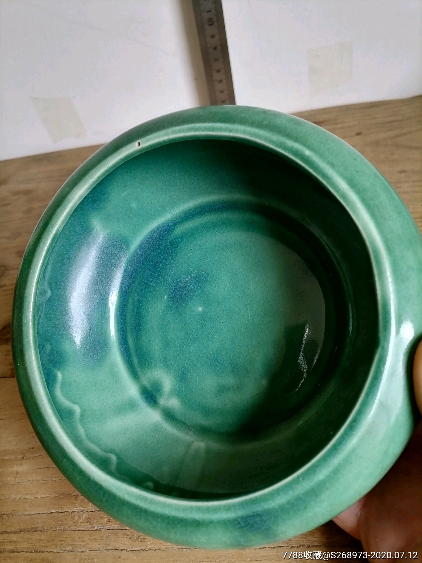 笔洗老物件豆青笔洗