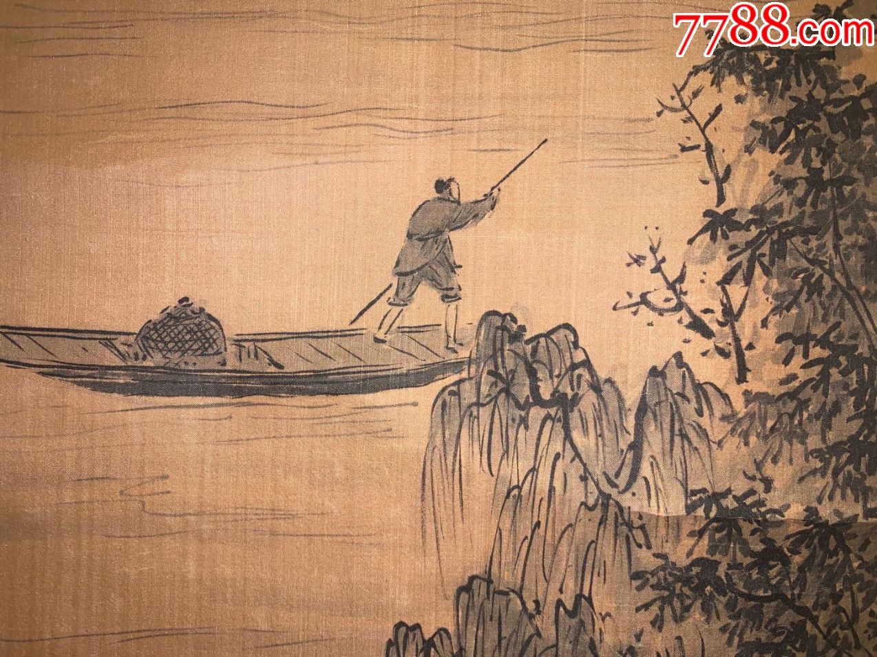 渔归山水包邮民国清代老字画浮世绘日本春茶室书房2184