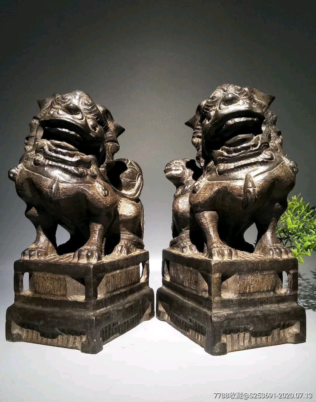 青石雌雄双狮_价格950元【古青阁石雕】_第1张_7788商城__七七八八