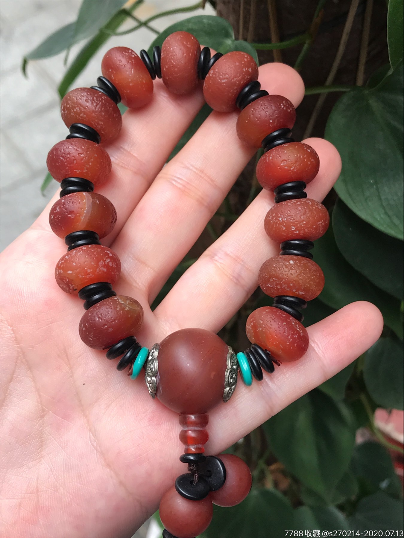 老玛瑙算盘珠手串