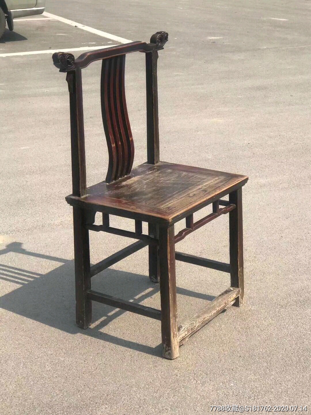 清代,榆木靠背椅.