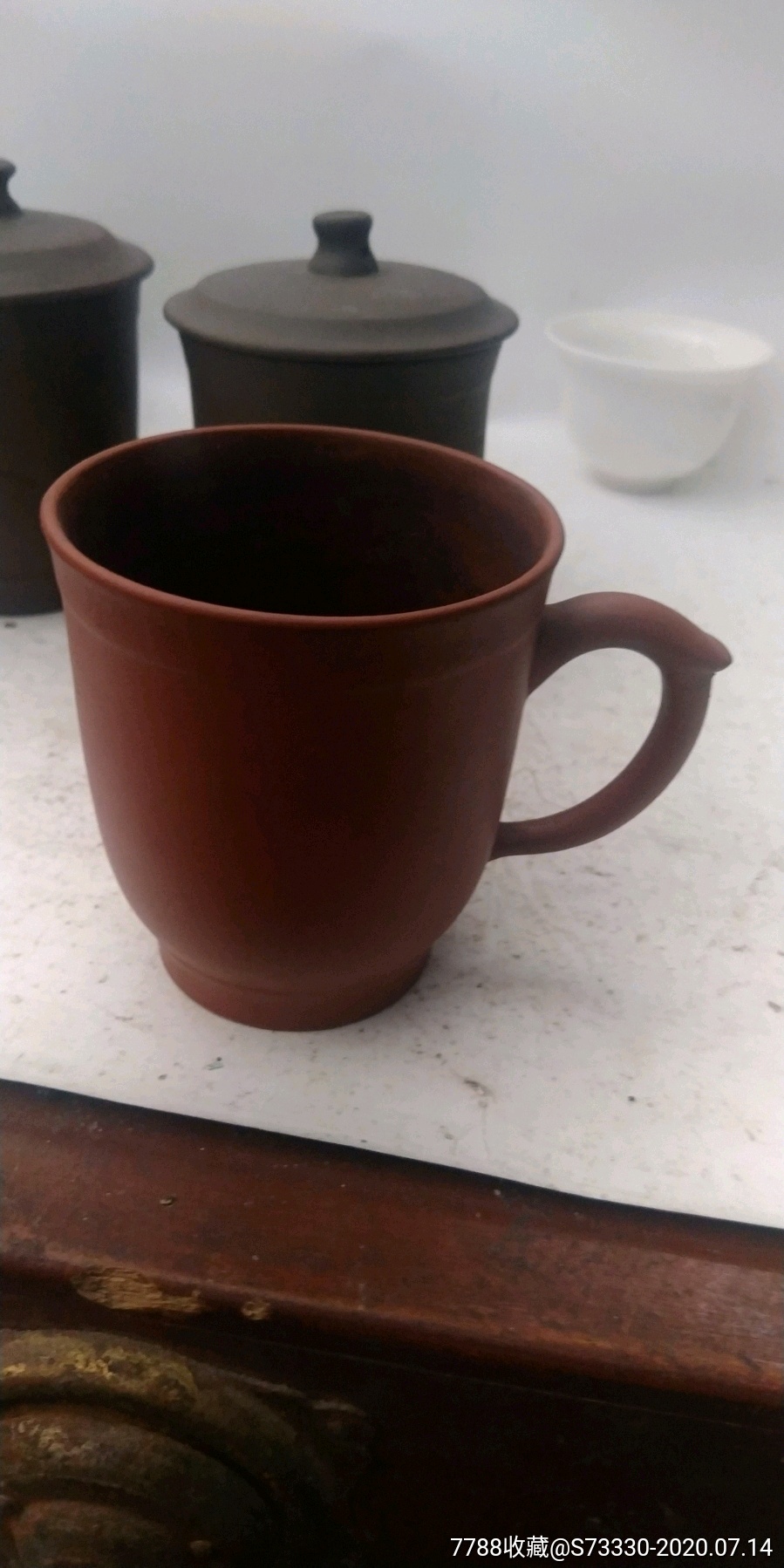 80年代左右中国宜兴厂货素面紫砂茶杯一只无盖