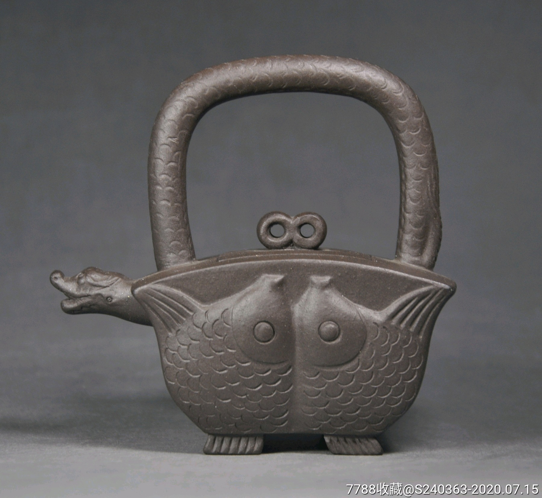80年代小双鱼化龙提梁壶