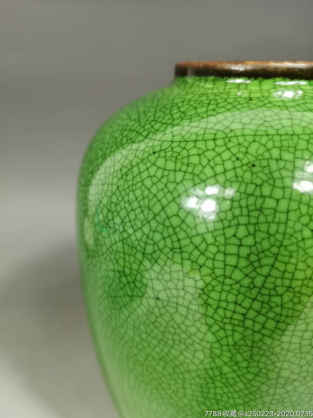 清中期绿哥釉小冬瓜罐-绿釉瓷-7788旧货商城