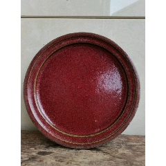 猪肝红兰花盆托_雅惠阁【7788陶器收藏】