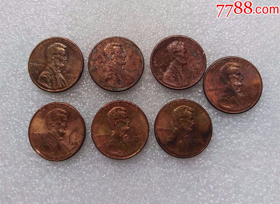 美国硬币1美分铜币流通品7枚一起_价格8元_第1张_7788商城__七七八八