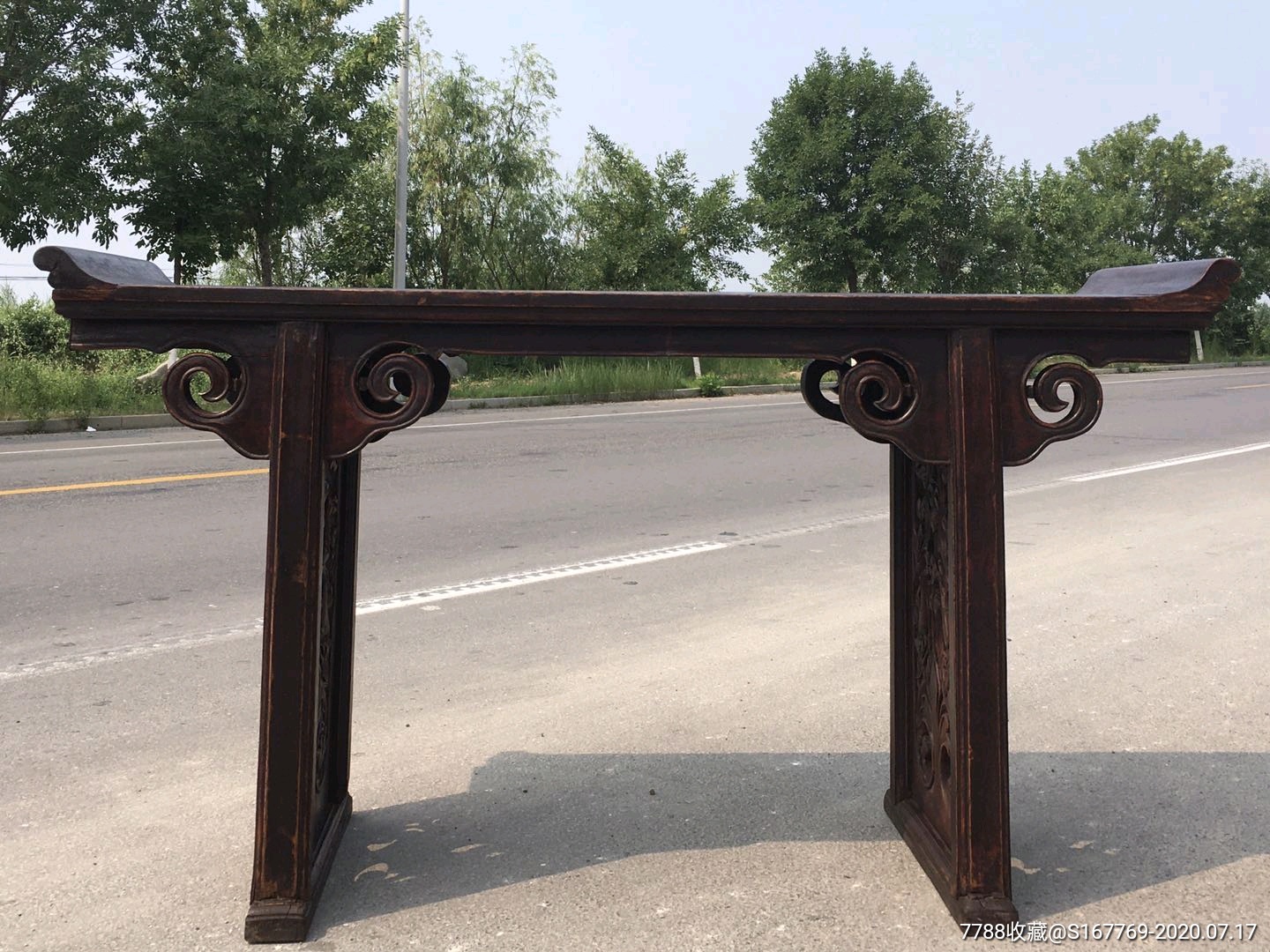 清代楠木独板两面工香案