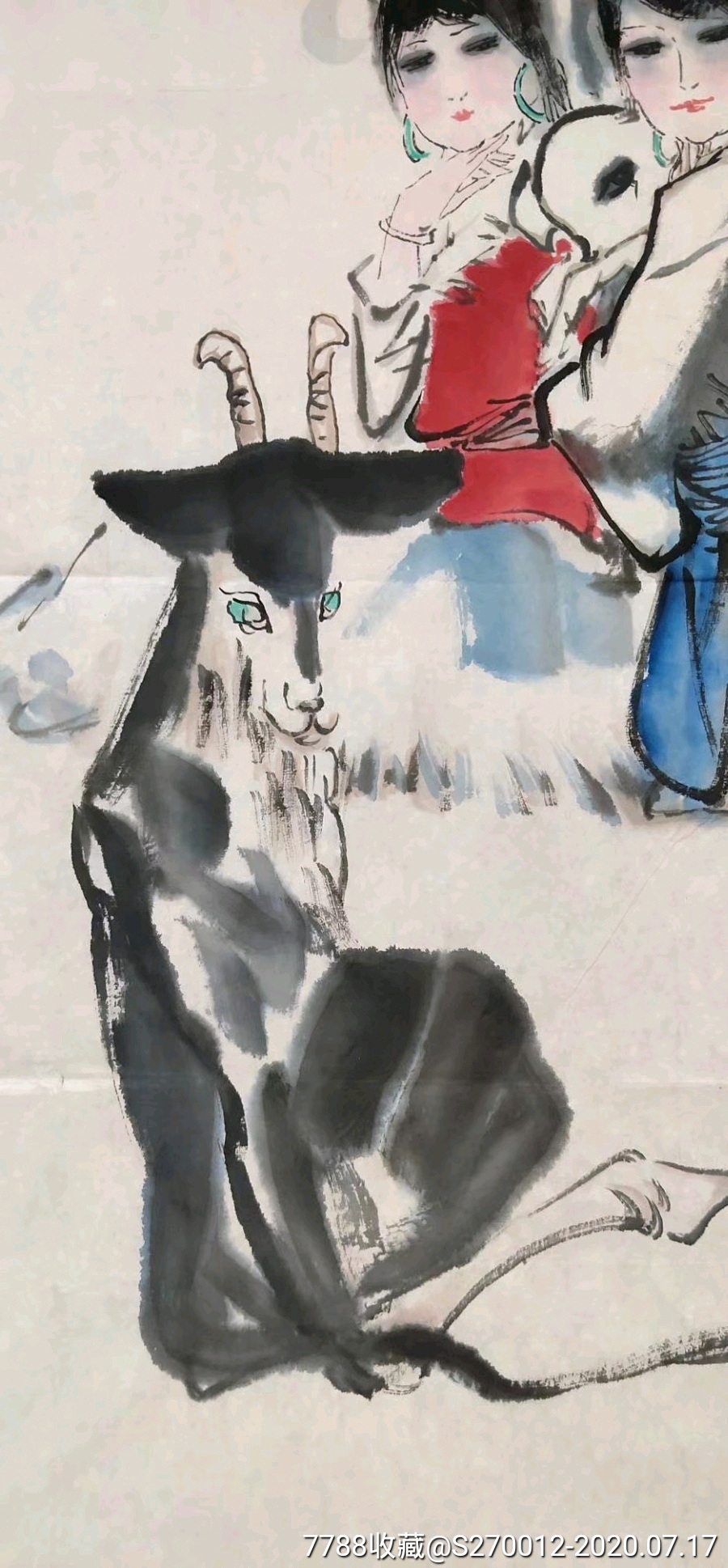 上海国画院院长【施大畏】人物画《牧羊图》一幅,45厘米//68厘米,喜欢