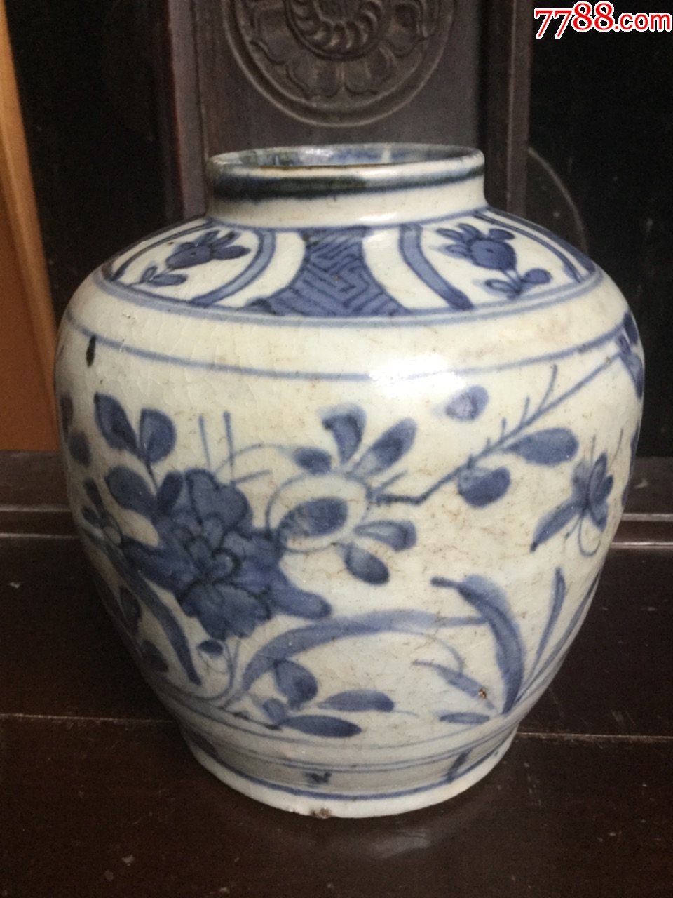 明代青花花鸟罐