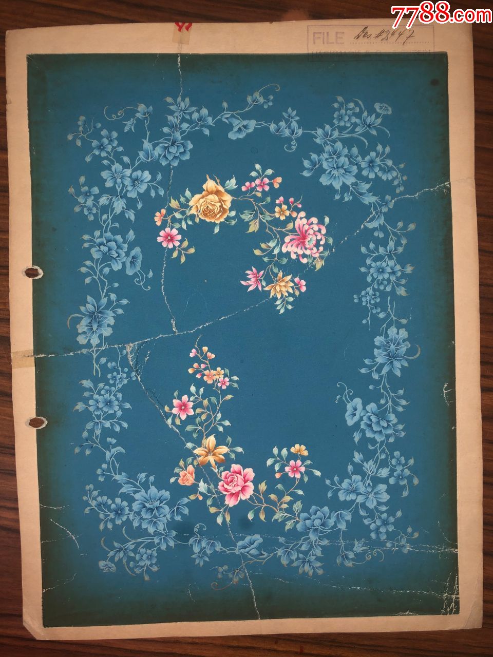 民国期间手绘老地毯设计画样(画稿)32.5cm*24.5cm