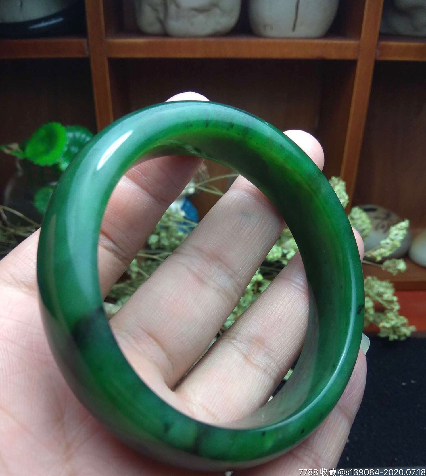 新疆和田玉碧玉手镯,包真