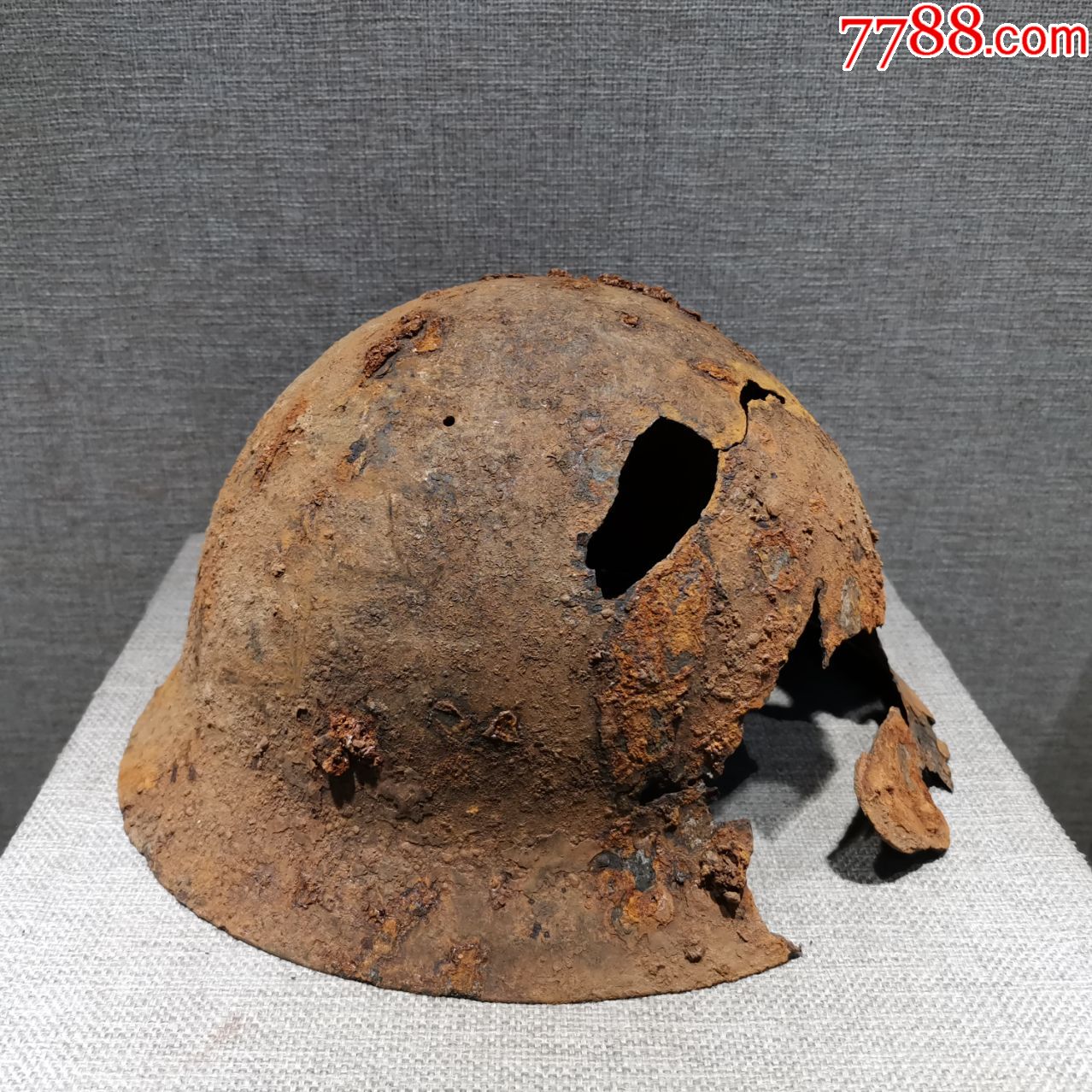 红色收藏抗战时期老物件战场遗留90式钢盔真品适用爱国教育