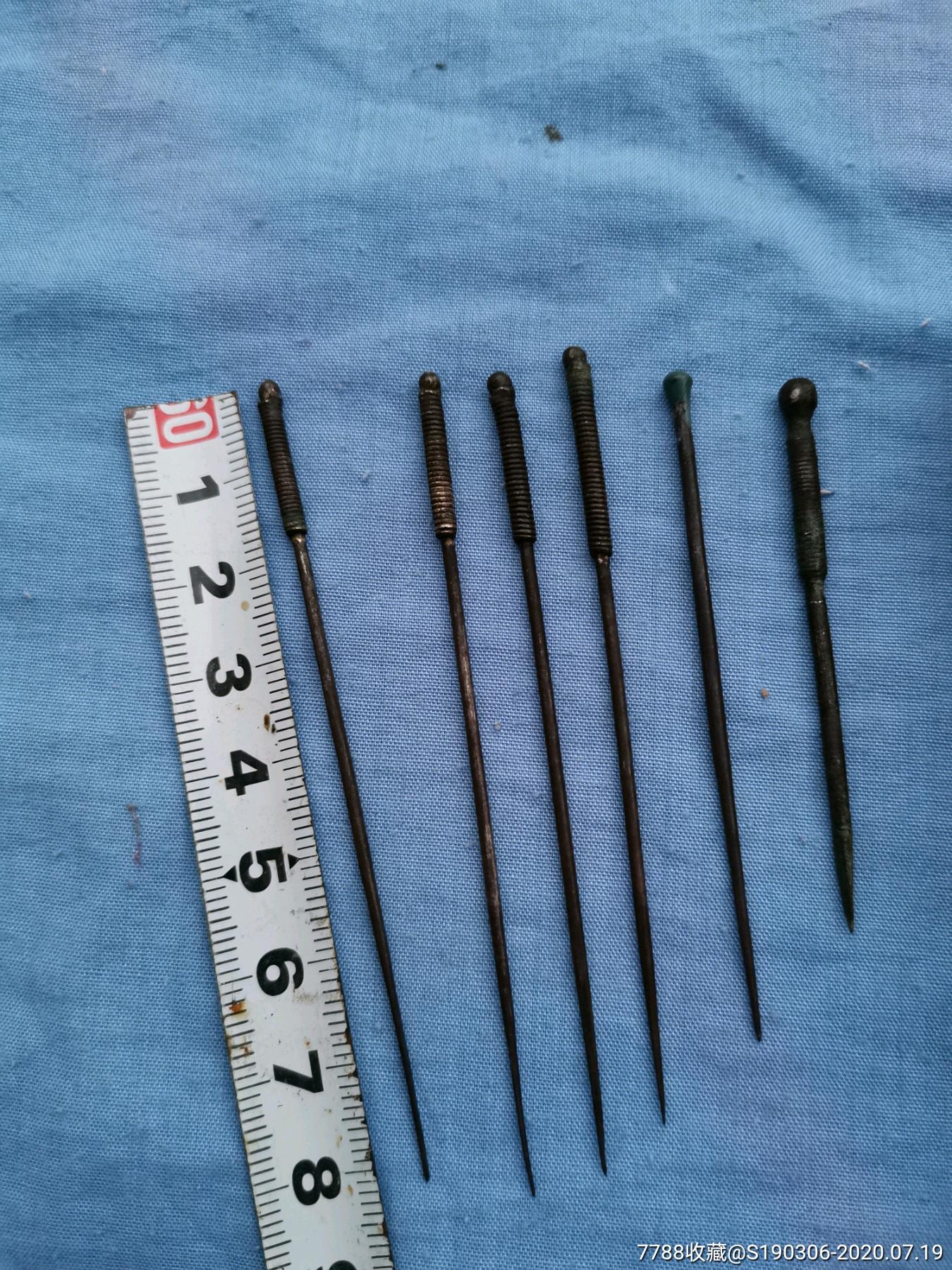 清代老中医银针一套6支,内有放血针