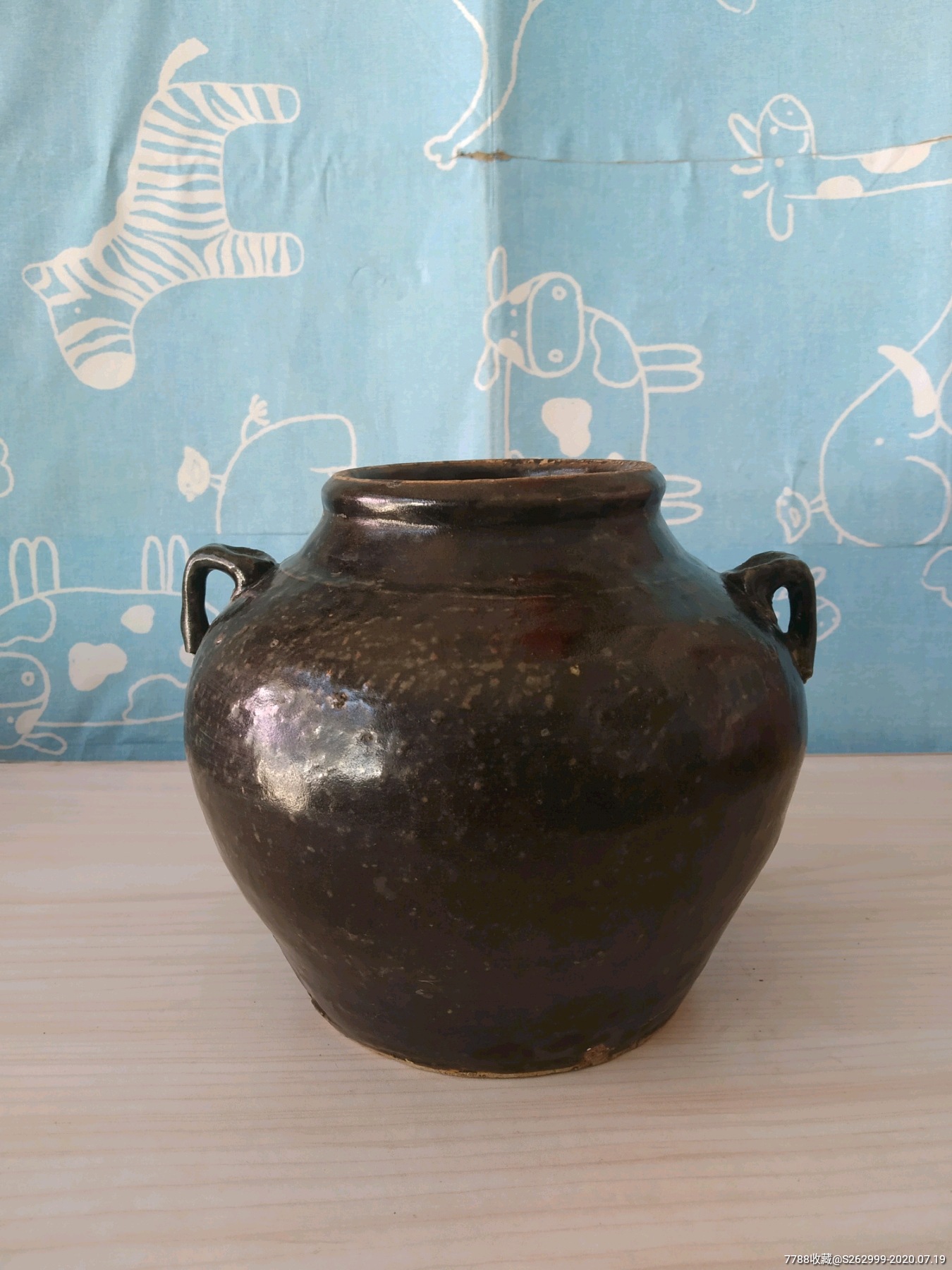 老黑瓷罐双耳罐,黑釉罐