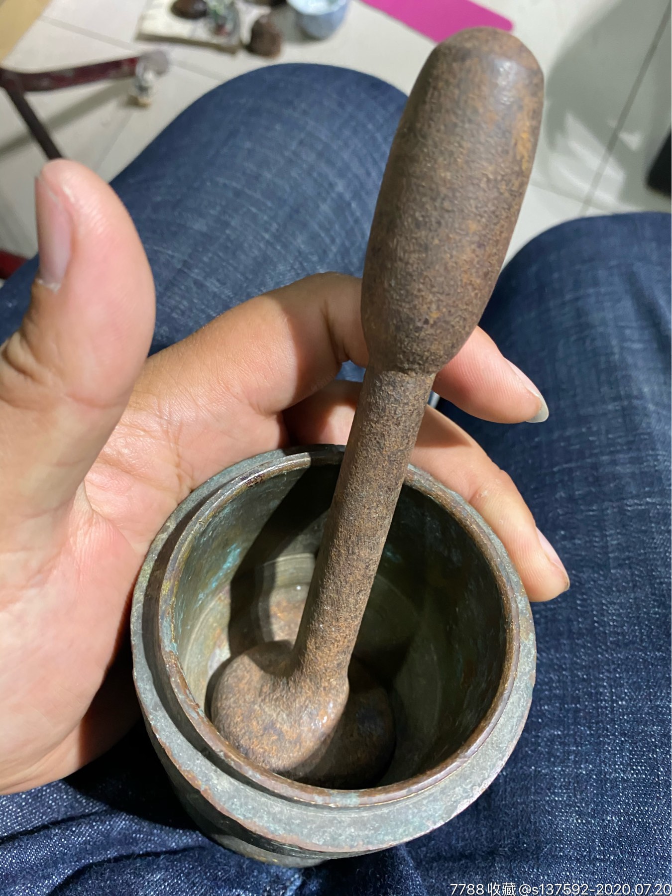 民国铜中药中医捣药缸-铜杂件-7788收藏