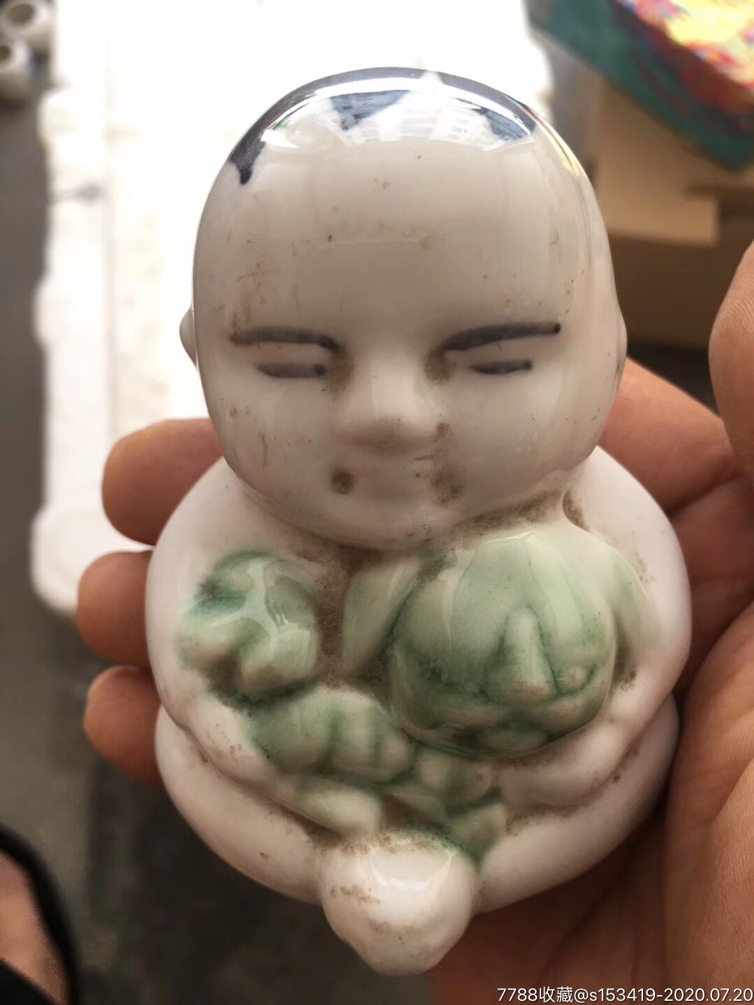 小童子瓷娃娃几十年老物件包老包邮尺寸如图卖个稀罕喜欢带走!