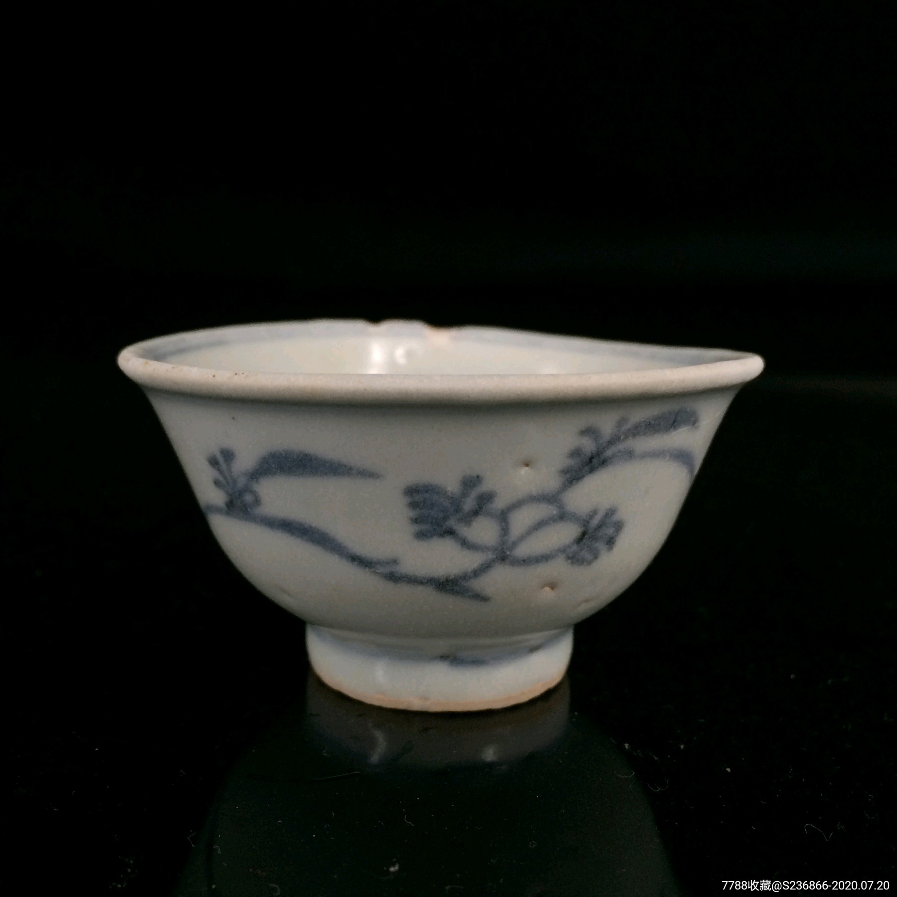 明代中期青花酒杯,三多杯主人杯