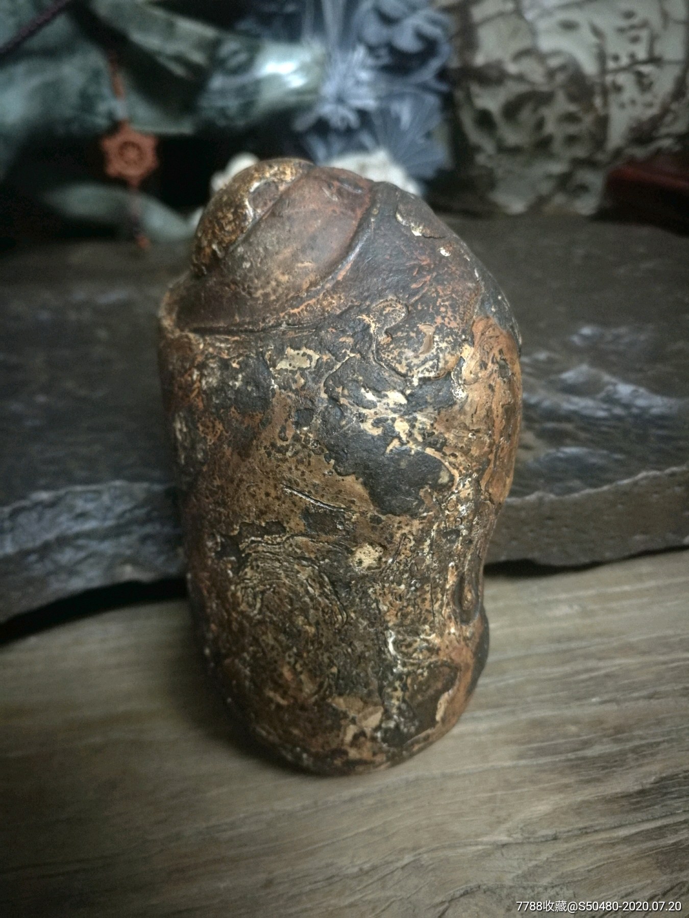 戈壁石天然型皮色埃及玛瑙原石蛋白石人物象形石佛在眼前把玩石