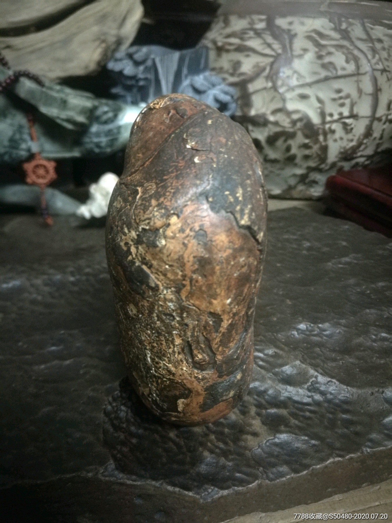 戈壁石天然型皮色埃及玛瑙原石蛋白石人物象形石佛在眼前把玩石