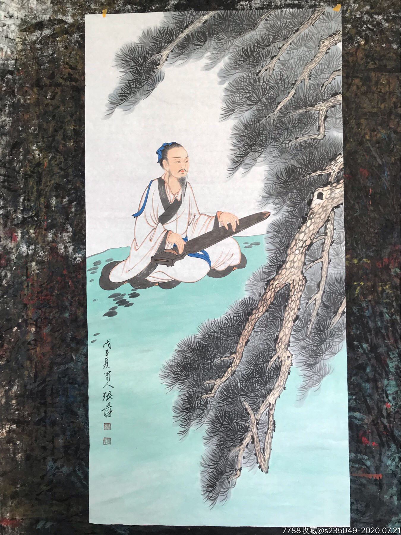 国画人物画(抚琴高士)