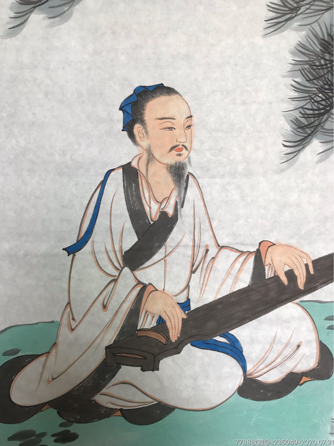 国画人物画(抚琴高士)