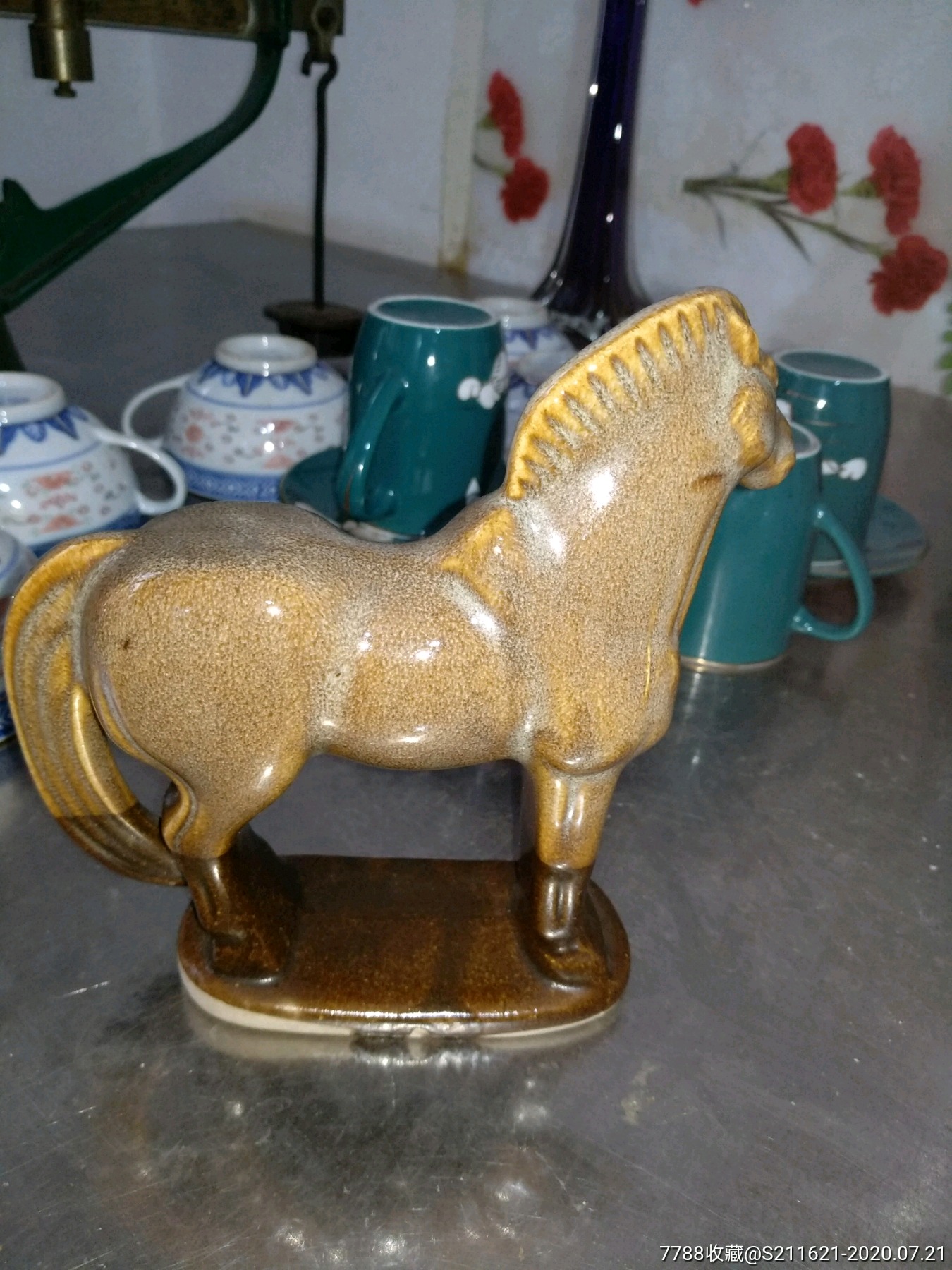 老磁州窑花釉马