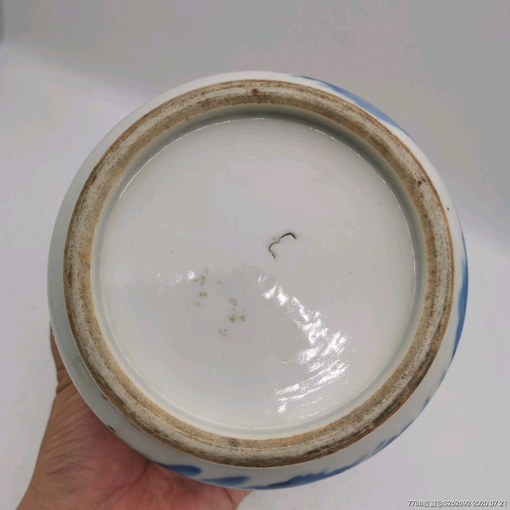 清代青花三星人物笔筒