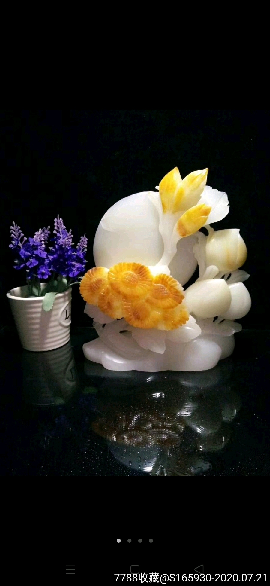 花开富贵玉摆件一级白玉美观大气适合收藏摆放