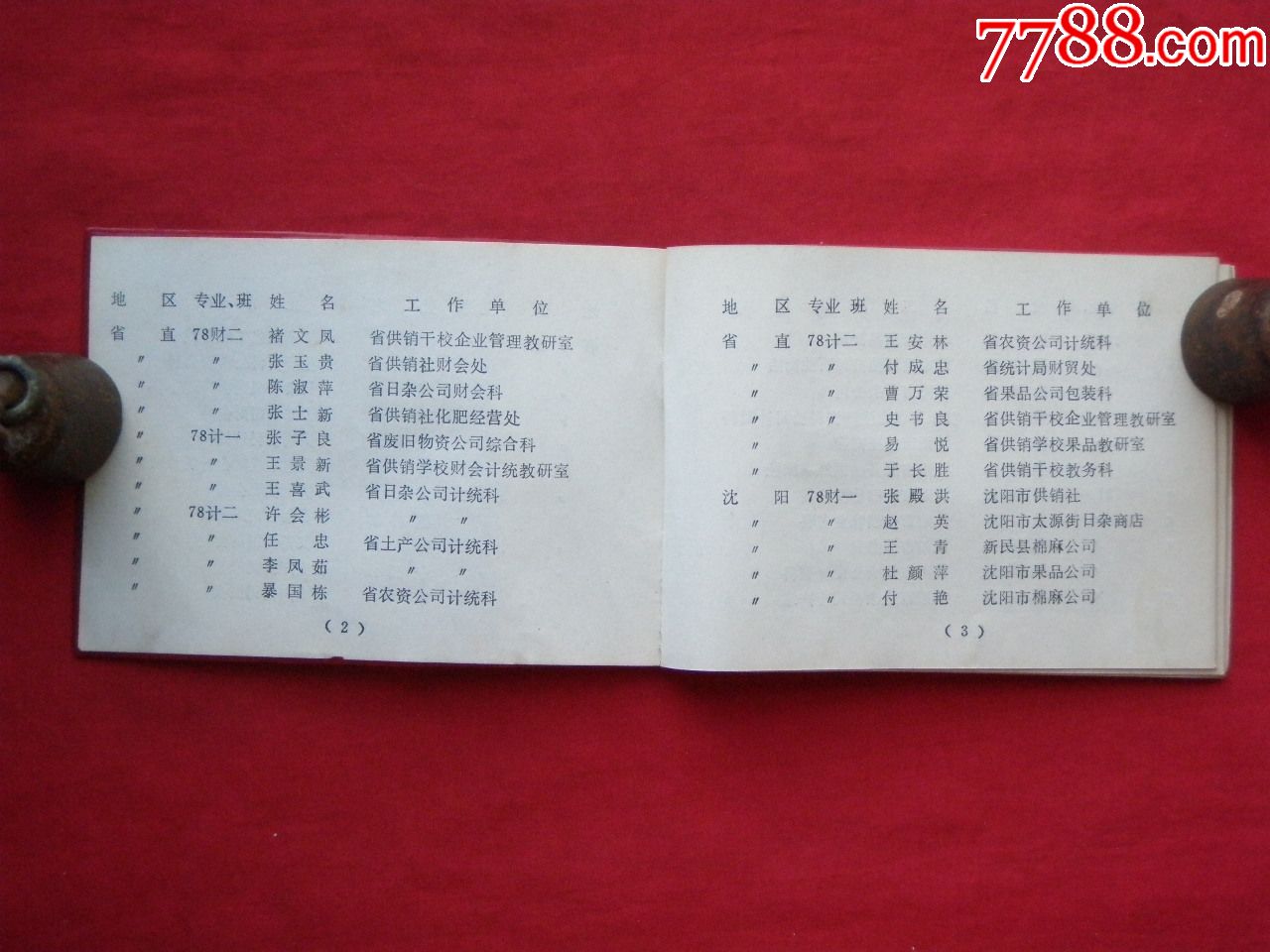 辽宁省供销学校《1978届毕业生通讯录》1980.9-手册/工具书-7788书籍