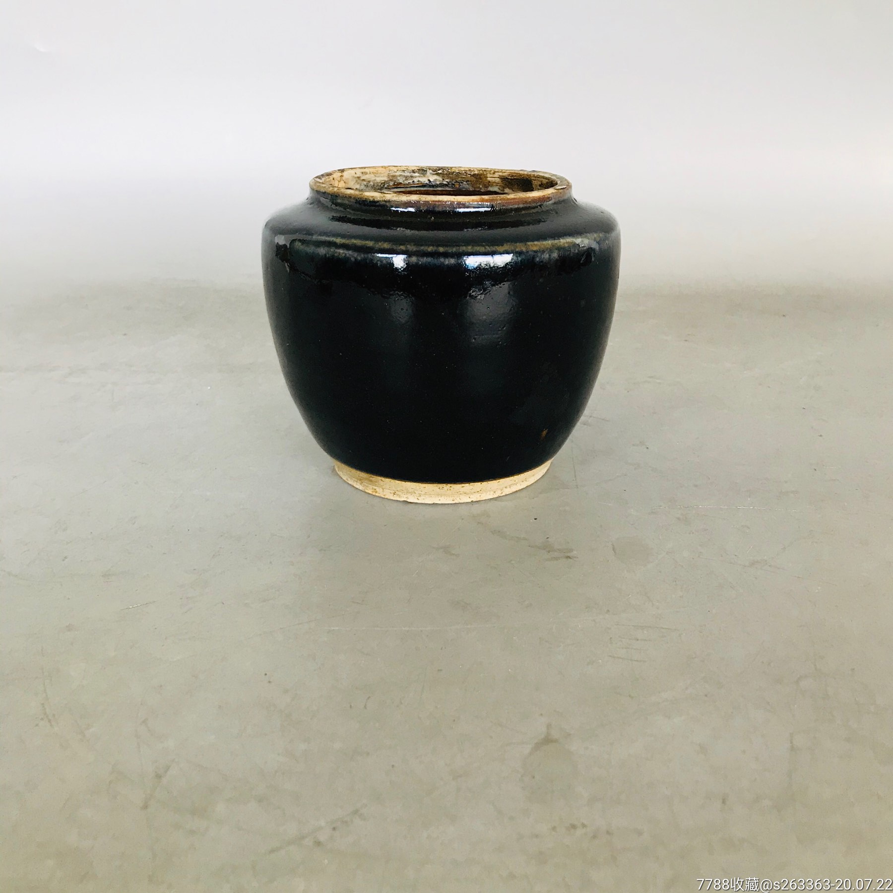 老黑釉乌金釉小号茶叶罐