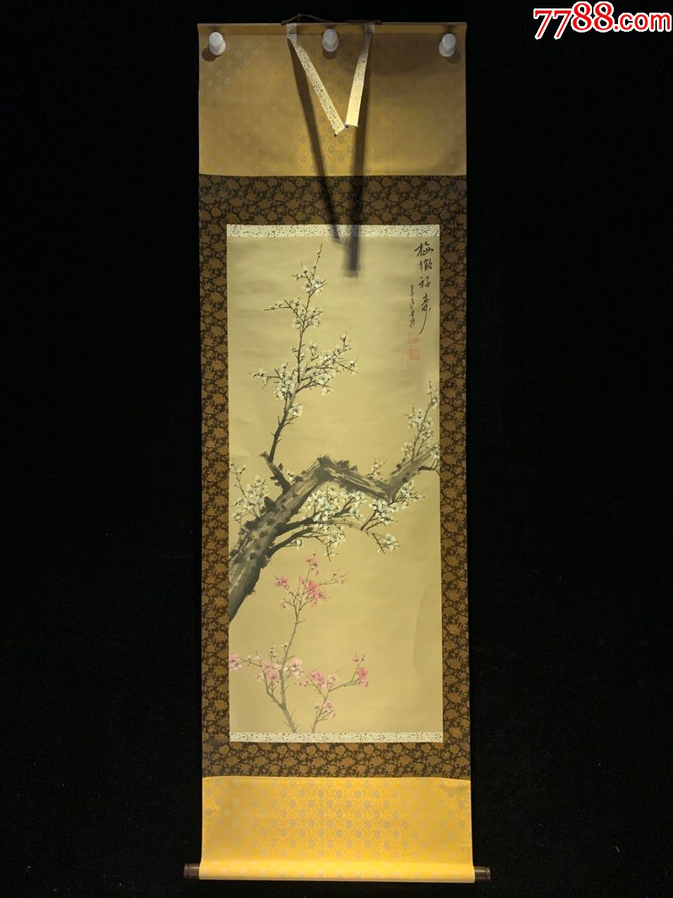 梅徵福寿包邮民国清代老字画浮世绘日本春茶室书房挂轴2255