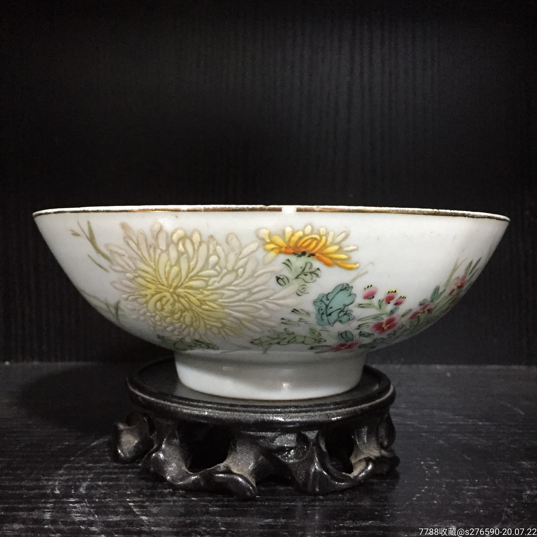 浅降彩花鸟纹碗江西映霞轩品名家仙槎_彩绘瓷/彩瓷_第1张_7788瓷器