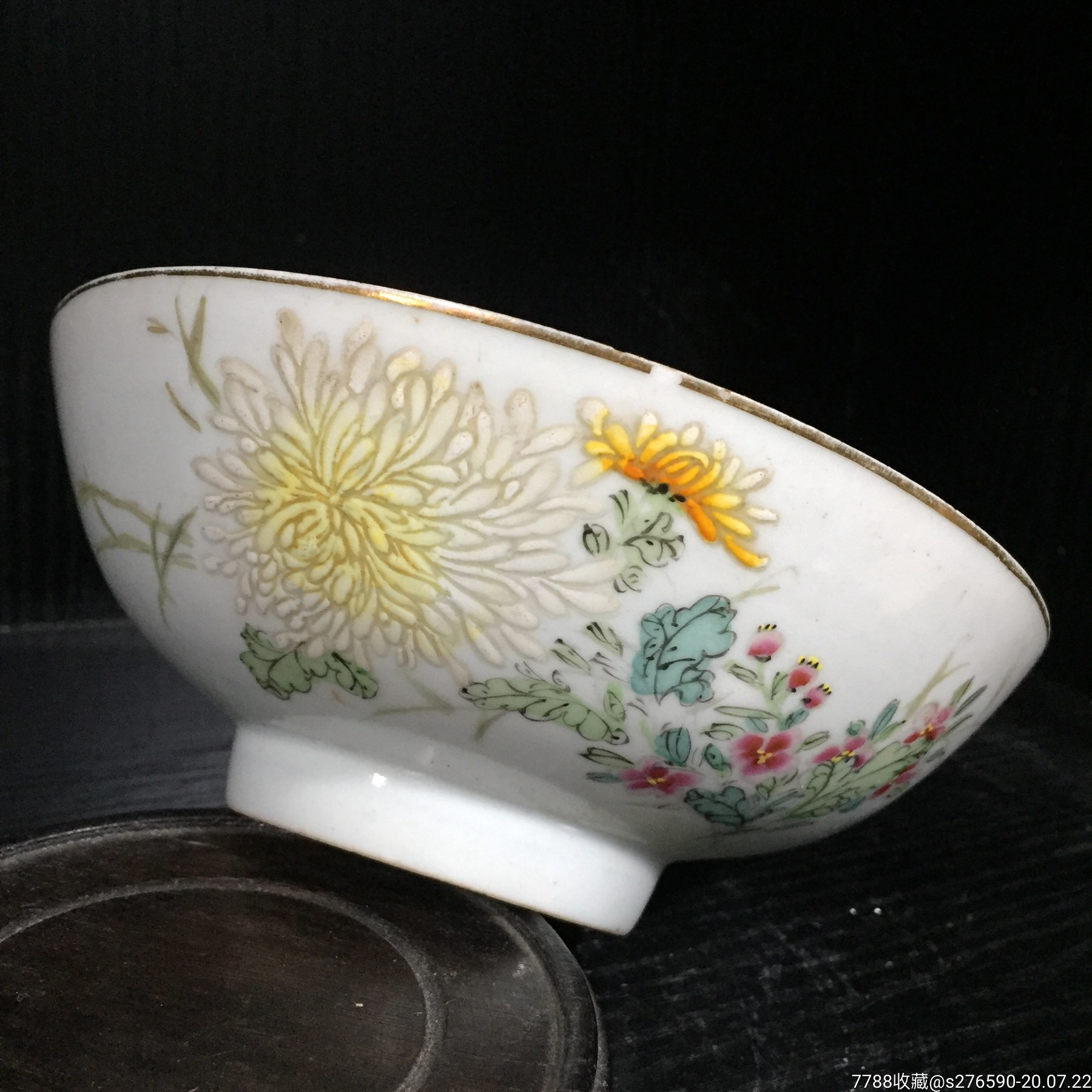 仙槎浅降彩花鸟纹碗江西映霞轩品名家仙槎