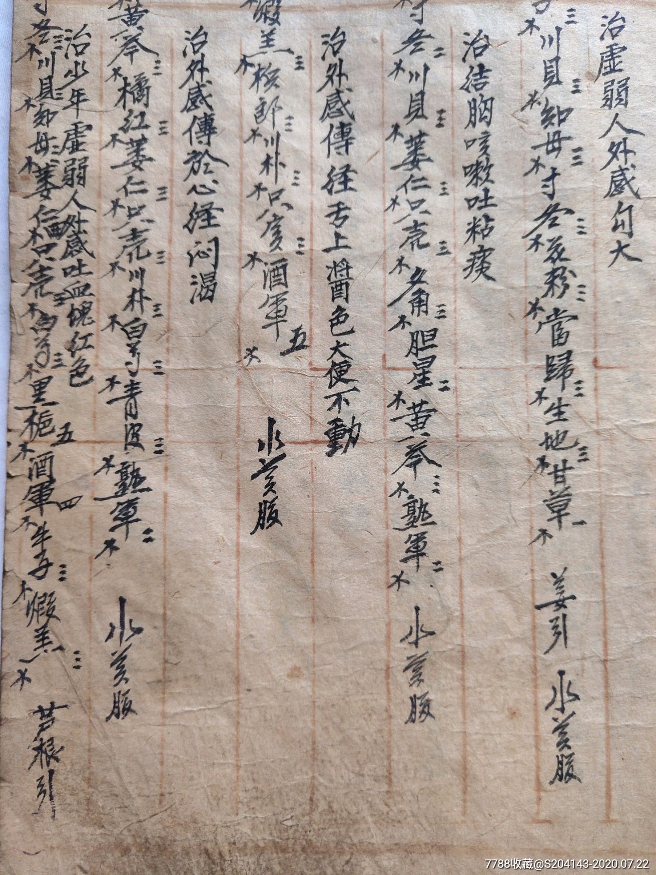 非常珍贵(好多都是记录的,古代郎中治病的经验方)清代手抄秘方(孤本)
